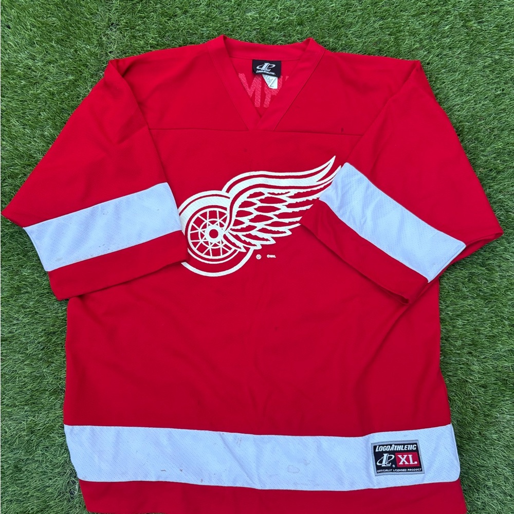 Logo Athletic Red and White Hockey Jersey